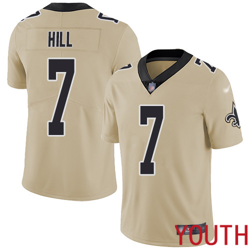 New Orleans Saints Limited Gold Youth Taysom Hill Jersey NFL Football #7 Inverted Legend Jersey->youth nfl jersey->Youth Jersey